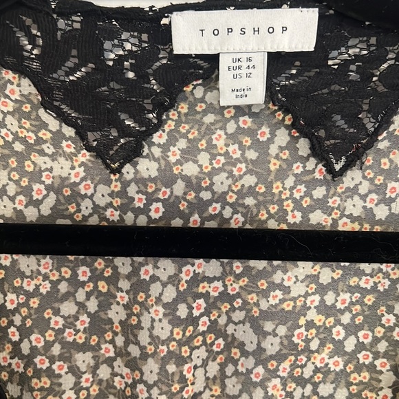 Never worn Topshop long sleeve Midi Lace Trim Ditsy Faux Floral Dress. Size 12. - Picture 10 of 11